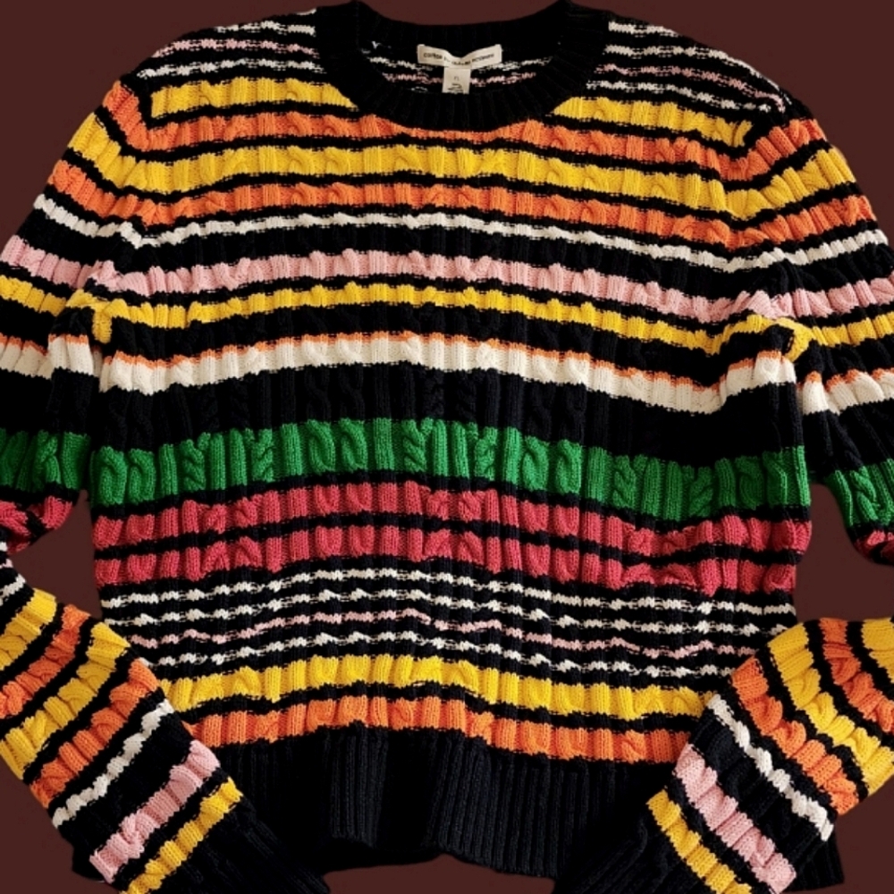 Cotton By Autumn Cashmere Striped Long Sleeve Sweater